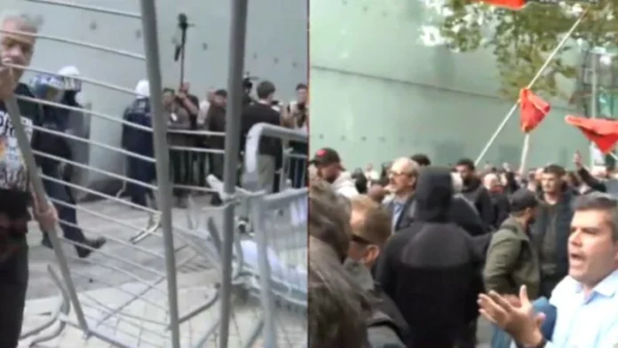 Pedagogët shembin gardhin e policisë/ Përplasje me FNSH-në pranë Kuvendit